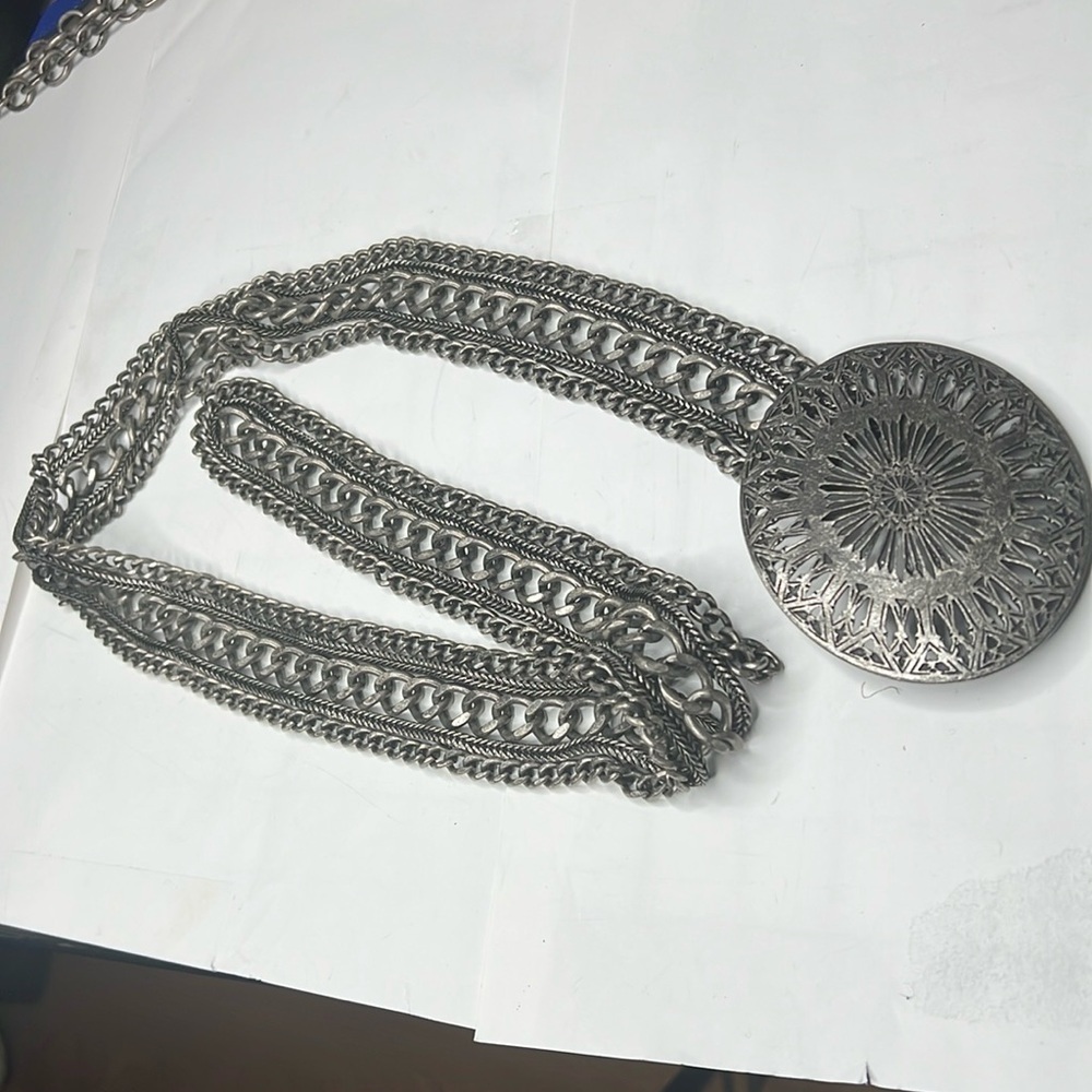 39” Dark Silver Metal Chain Adjustable Belt Necklace